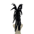 The Stardust Dark Empress – Premium Black Feathered Carnival & Gogo Headdress