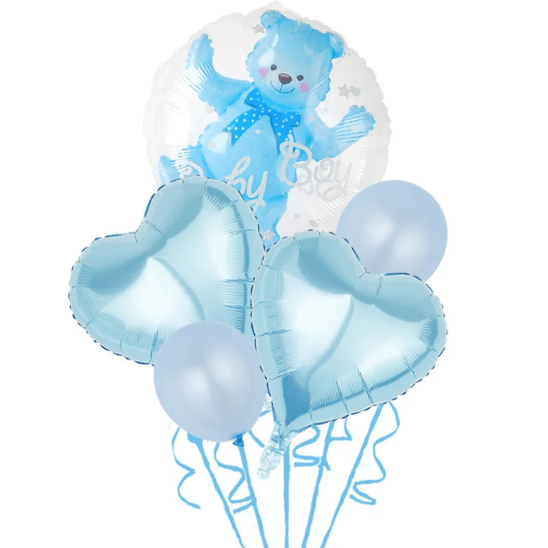 4D Transparent Baby Shower Boy Girl Bear Bubble Ball Kids 1st Birthday Party Blue Pink Helium Balloon Gender Reveal Decoration