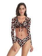 Animal Print Long Sleeve Cutout Bodysuit Sexy Stage Dance & Festival Wear