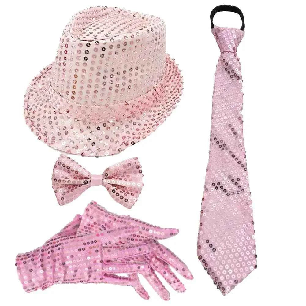 70S Disco Performance Props Sequined Hats Ties Gloves Suspenders Stage Performance Halloween and Christmas Clothing Accessories