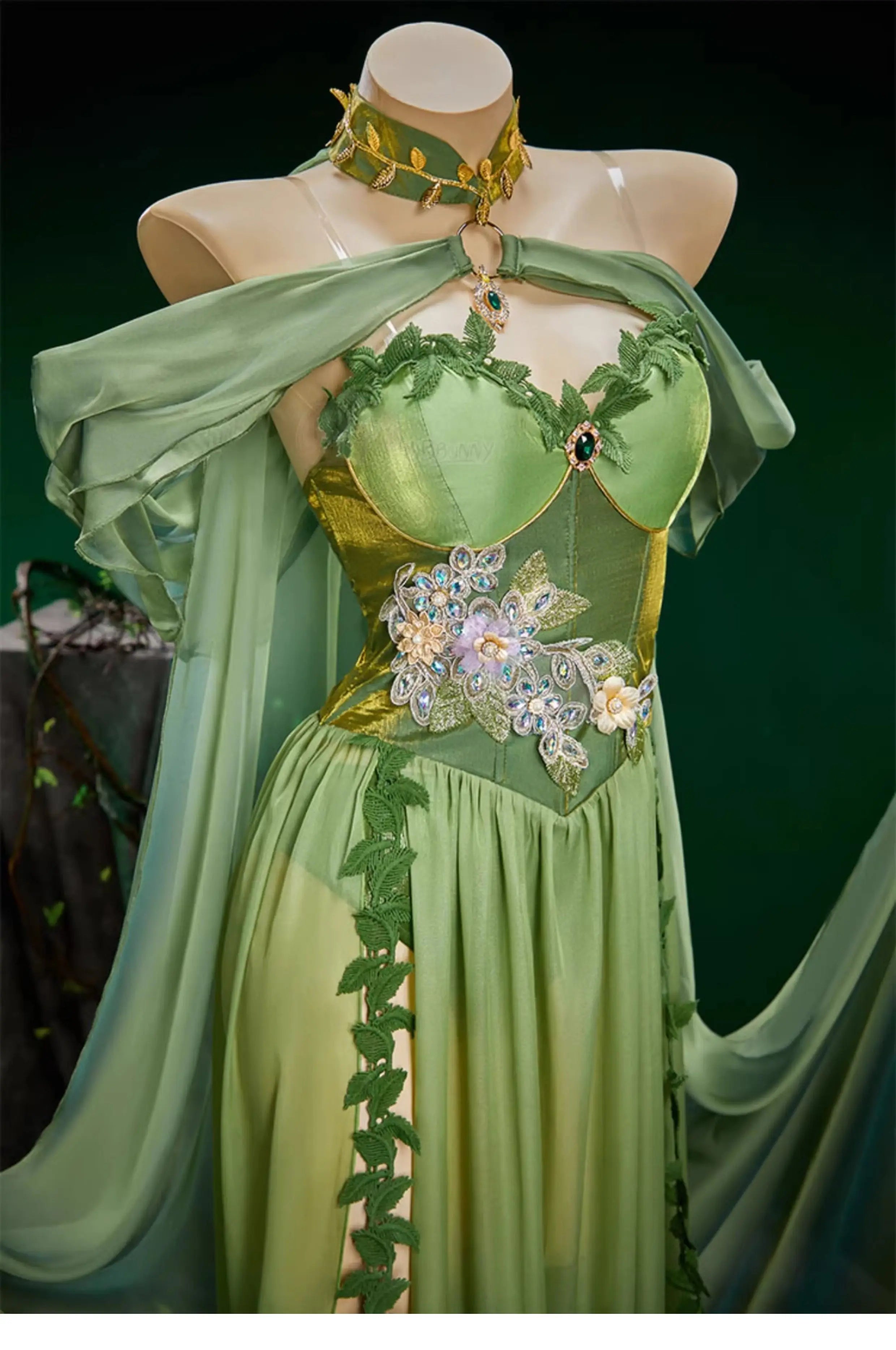 Anime Fairy Elves Cosplay Costume Women Sexy Sling Long Dress Medieval Queen Elf Dress Halloween Carnival Party Perform Clothes - Big Tim's Magic Emporium