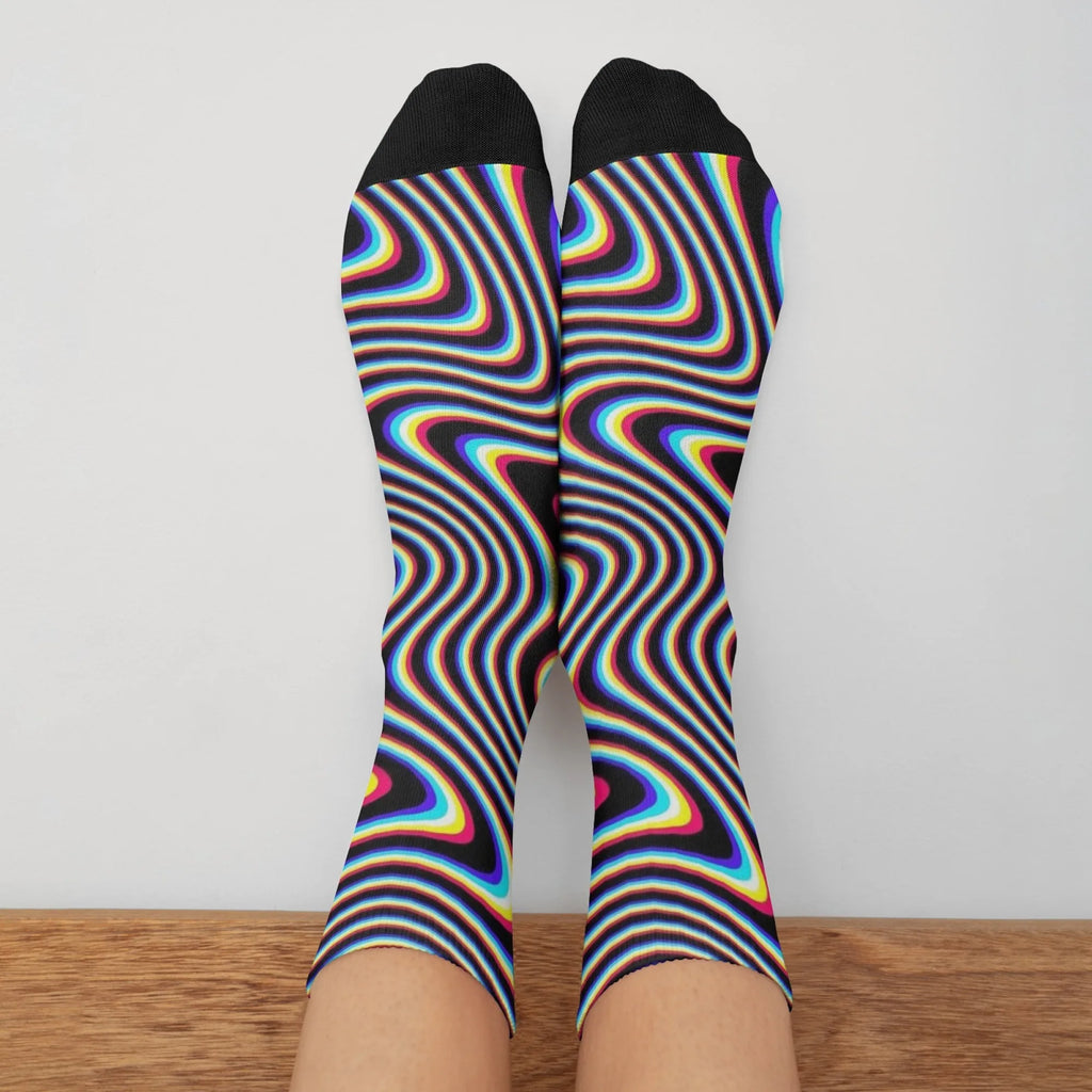 Optical Illusion Fluid Novelty Men's Socks Op Art Crazy Street Hip-Hop Funny Socks Breathable Anti-Slip Casual Sports Socks Gift