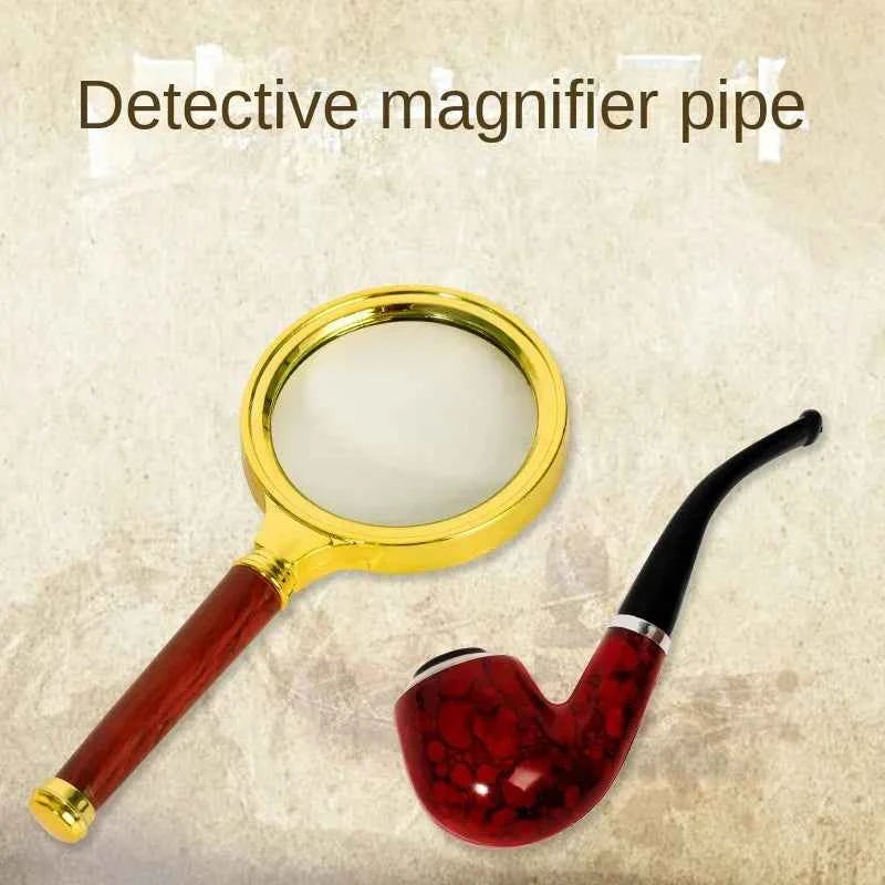 Holmes Pipe Props Halloween Stage Performance Props Detective Hat Deerstalker Detective Sherlock Magnifying Glass Equipment