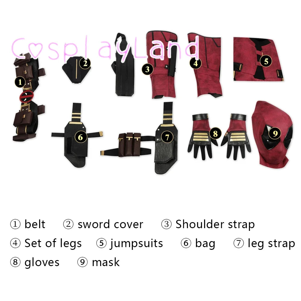 New Arrival DP3 Mr. Pool Cosplay Costume Hero Complete Clothes Red Leather Men Jumpsuit Halloween Carnival Christmas Outfit - Big Tim's Magic Emporium