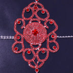 Exaggerated Red Rhinestone Floral Body Chain & Chest Harness Set