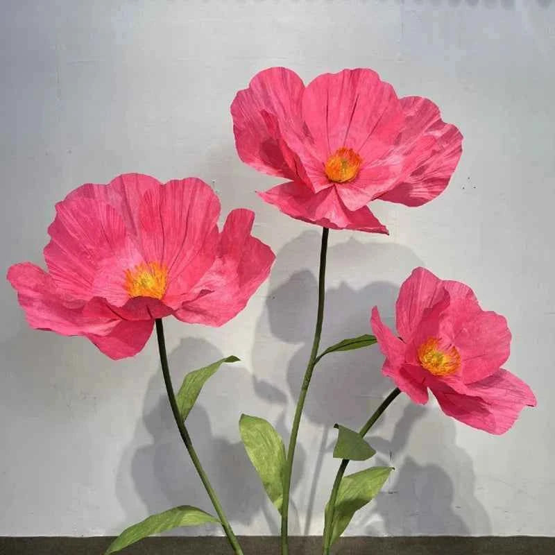 Wedding Artificial Flowers Paper Poppy Flower Wall Garden Decoration Photography Props Window Display Party Supplies Home Decor