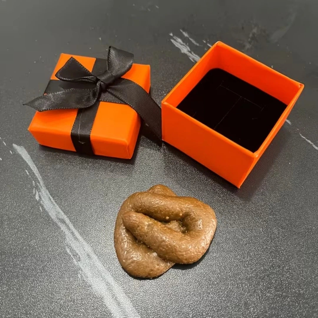 Surprise Gift Box with Prank Realistic Faux Feces Gift Box Orange & Design Perfect Funny Novelty Surprise Gift Box Prank Props - Big Tim's Magic Emporium