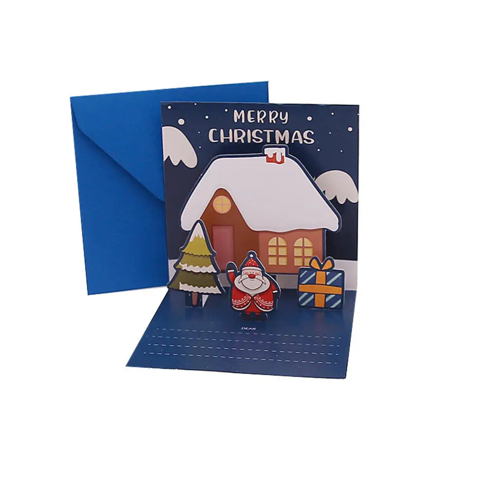 Happy Birthday Card Christmas Gift Card 3d Birthday Cake Pop-Up Greeting  with Envelope Christmas Invitation Cards for Kids