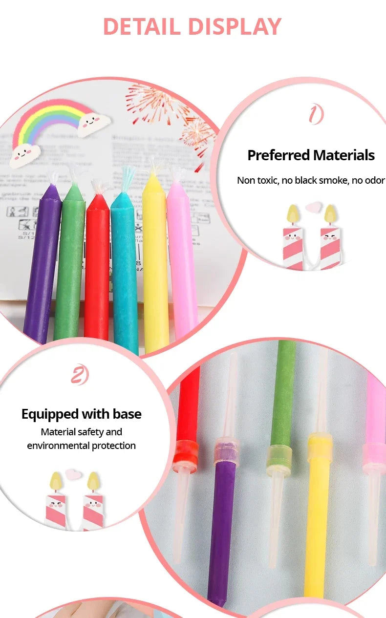 Multicoloured Colourful Flame Candles, 5/12 Pack, Suitable for Birthday Cakes, Birthday Party and Wedding Decorations