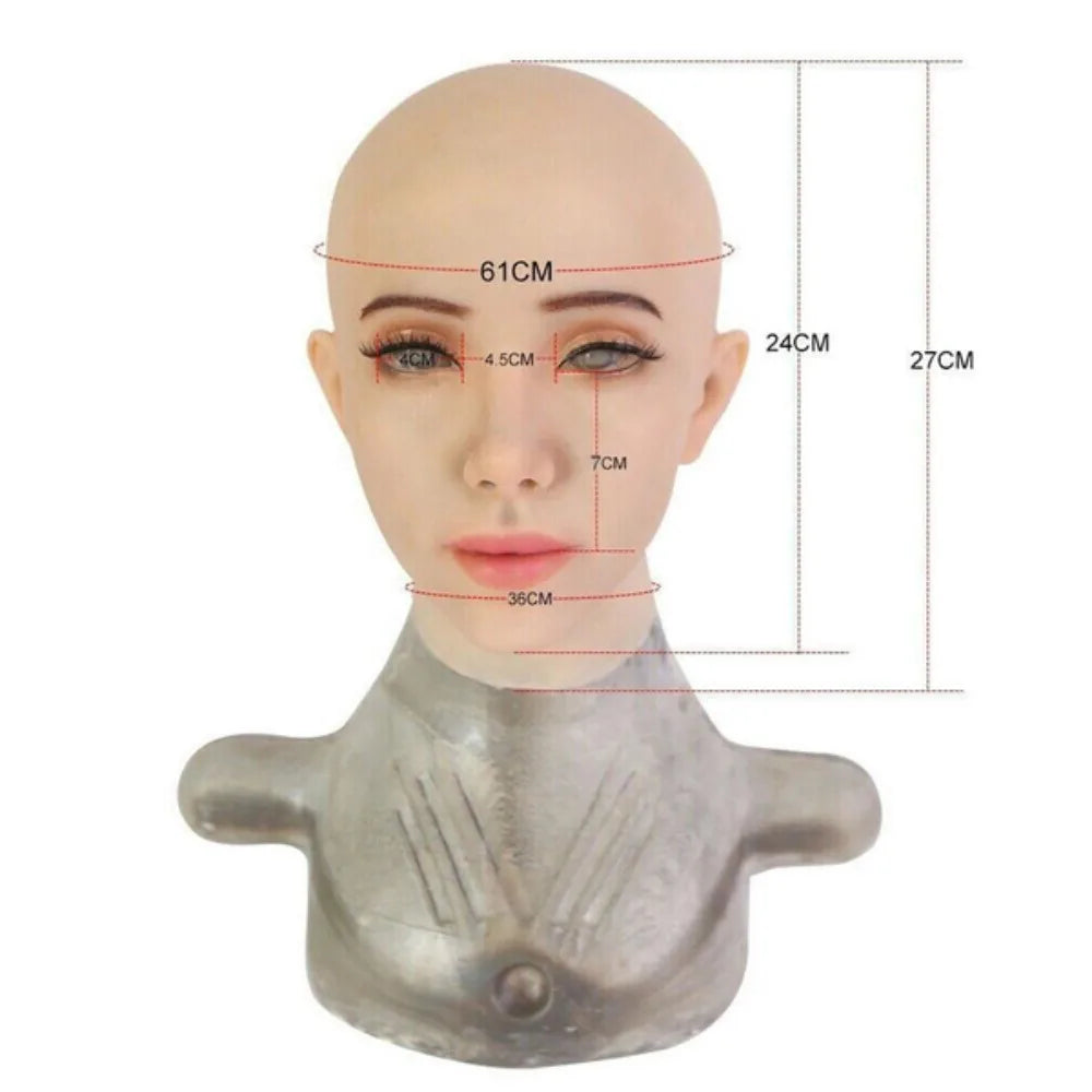Herpinker Ball Crossdresser Silicone Mask Female Mask Headgear All-Inclusive Cosplay Simulation Men's Beauty Headgear - Big Tim's Magic Emporium