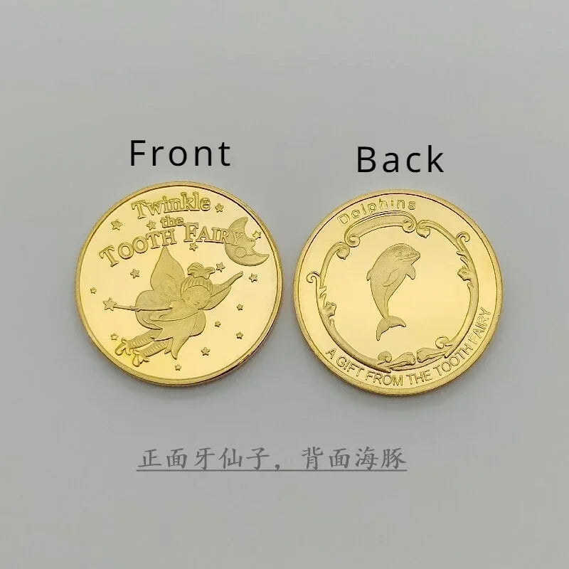 Tooth Fairy Gold Plated Commemorative Coin Creative Kids Tooth Change Gifts Physical Metal Coin Crypto Commemorative Coin