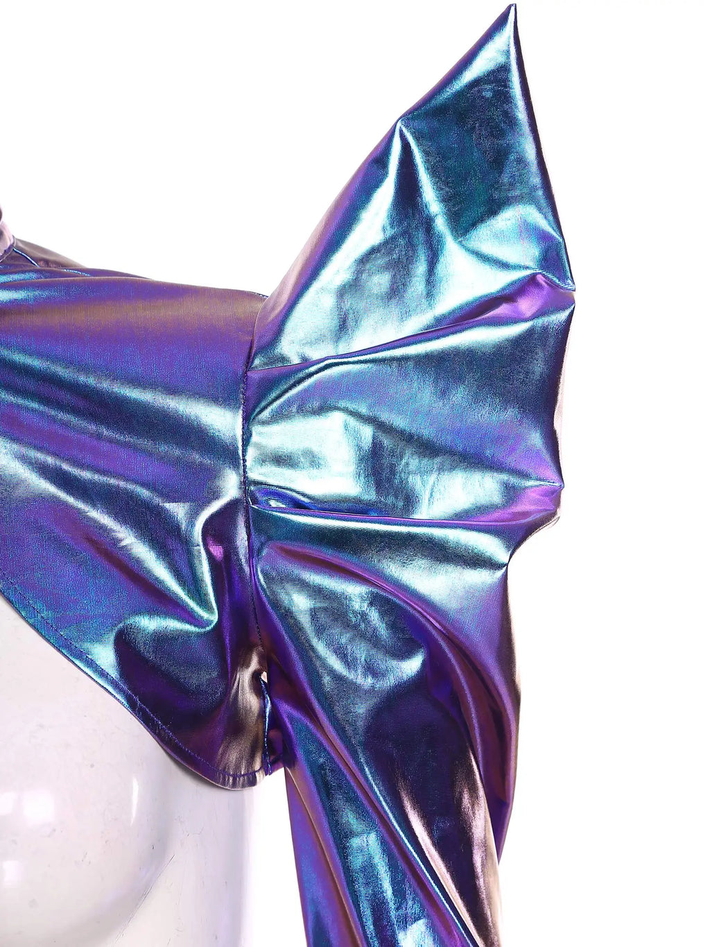 Metallic Shoulder Armor Shrug Crop Top & Sleeves Futuristic Pauldron Stage Costume