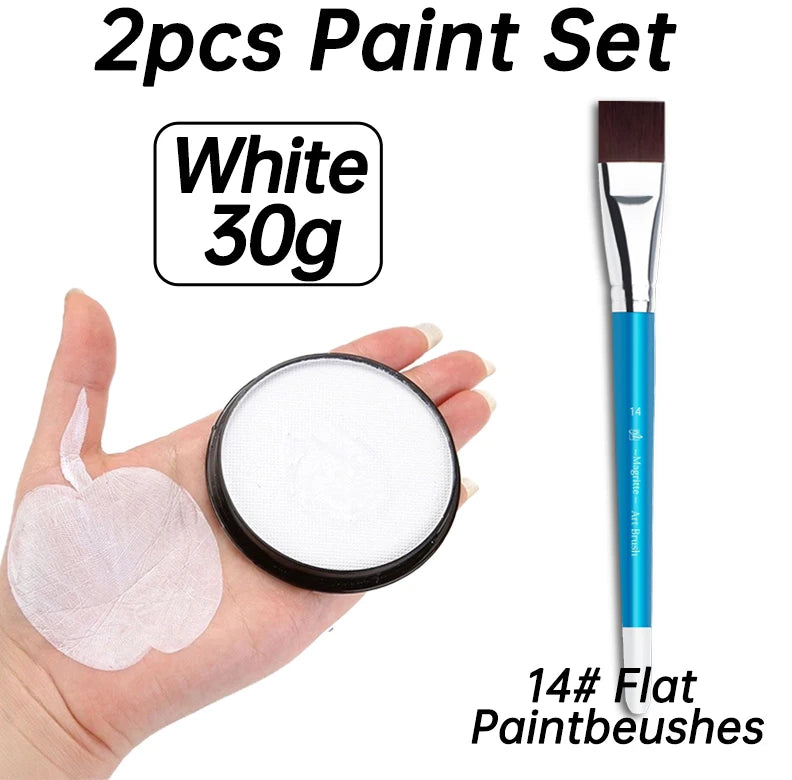 2pcs Water Based Paint Set for Halloween Makeup with Brushe for Clown,Makeup,Cosplay,Party,Theater - Big Tim's Magic Emporium