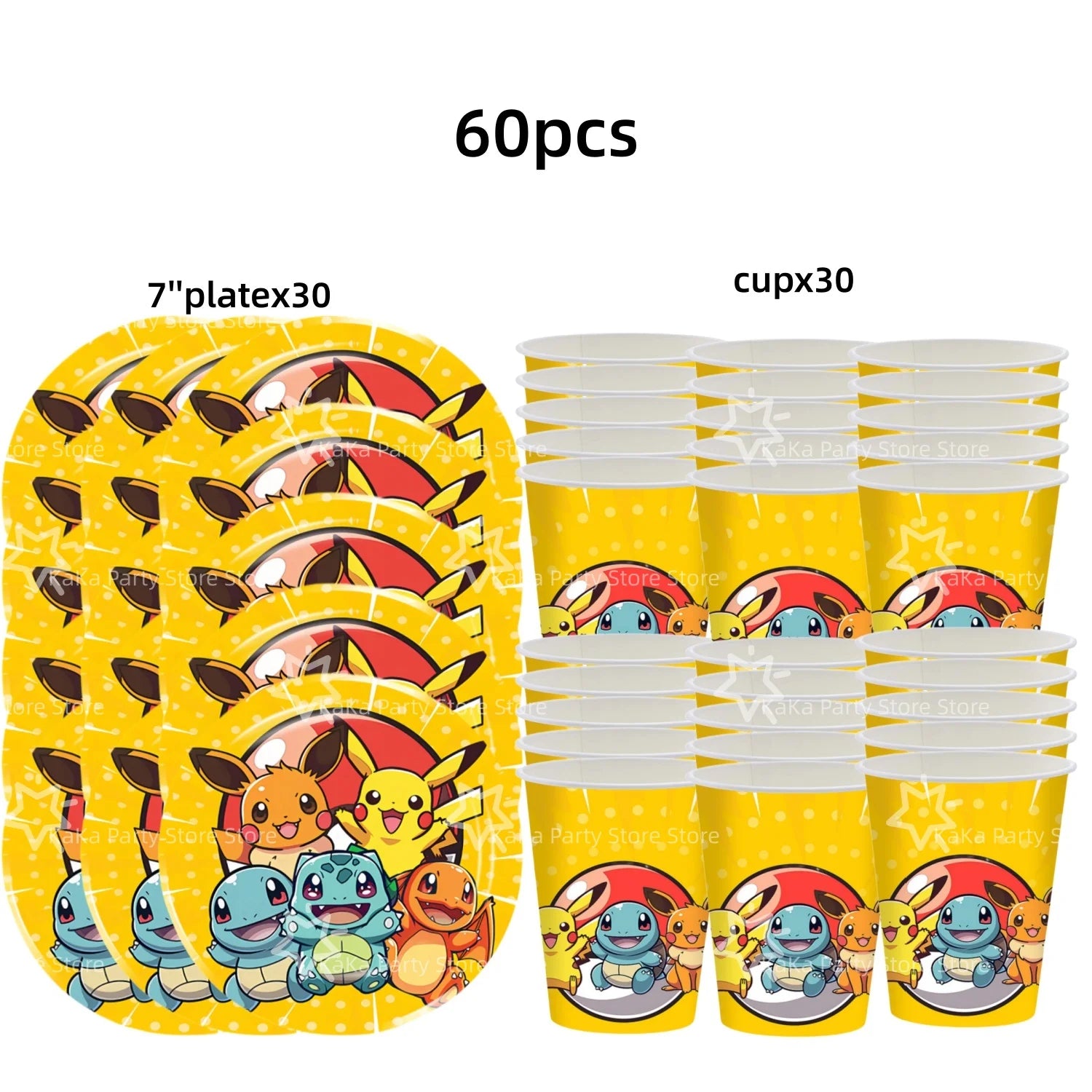 30people Pokemon Party Birthday Decoration Set Pokemon Party Plates and Cup Pikachu Paper Cup Pikachu Party Favours Supplies - Big Tim's Magic Emporium