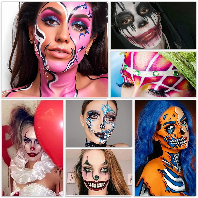 2pcs Water Based Paint Set for Halloween Makeup with Brushe for Clown,Makeup,Cosplay,Party,Theater - Big Tim's Magic Emporium