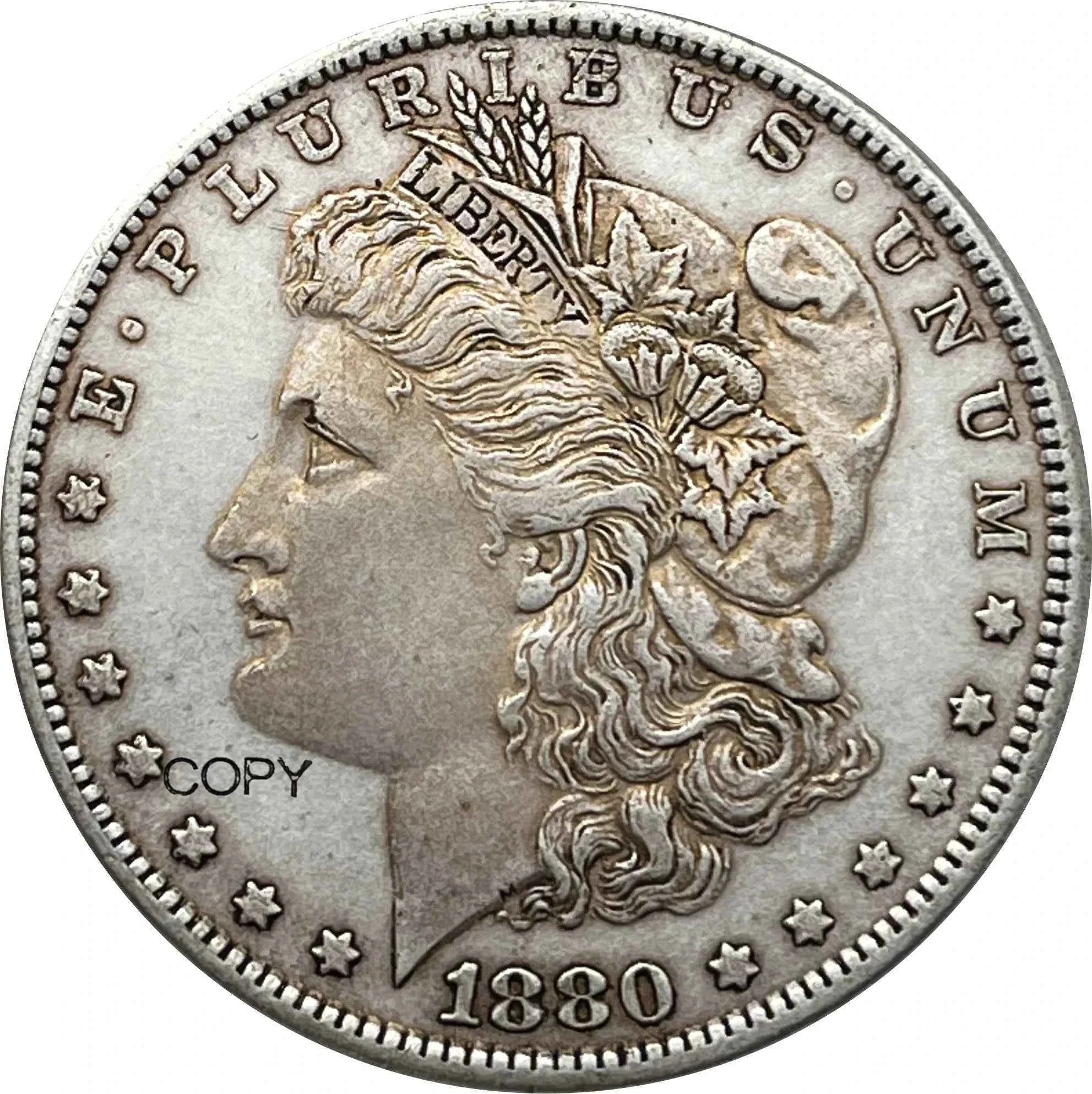 US 1880 S 1 One Dollar Morgan Silver Plated America Copy Commemorative Coin United States Ww2 Liberty Moneda Collectible Coins