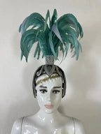 The Stardust Dionysia – Mint Green Feather Carnival & Masque Ball Headdress