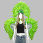 Carnival Elegant Ladies Feather Headdress Wings Two-Piece Role Play Catwalk Halloween Masquerade Carnival Party Suit