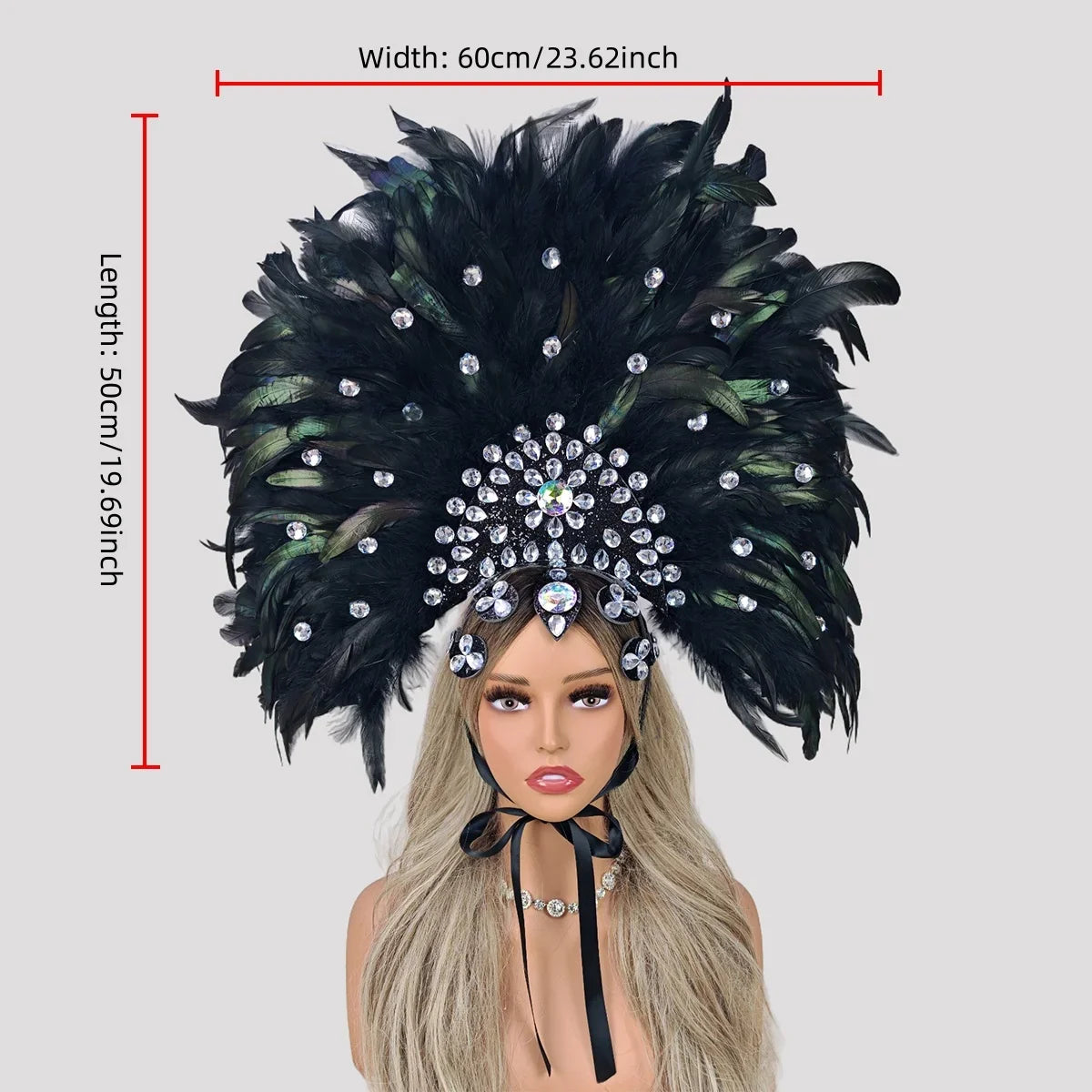 Caribbean Carnival Graduation Ball Feather Headdress & Stage Hair Accessory