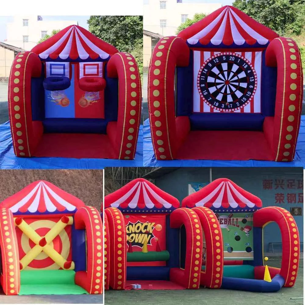 Free air shipping 5 in 1 Inflatable Carnival Bundle Games Soccer Dart Knock Down Ring Ross Game For Kids And Adults Party Game