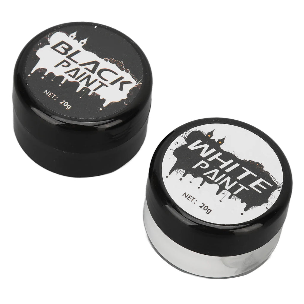 2PCS Halloween Face Painting Kit Highly Pigmented Face Body brus Paint Black and White for DIY Cosplay Theme Parties Body Makeup