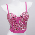 The Stardust Prism Siren – Glitter Crystal Bustier Corset Crop Top