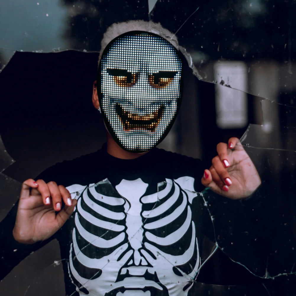 LED Party Mask Bluetooth-connected Programmable USB Charging Glow-in-the-Dark Mask Gestures Sensing Lights Up For Masquerades - Big Tim's Magic Emporium