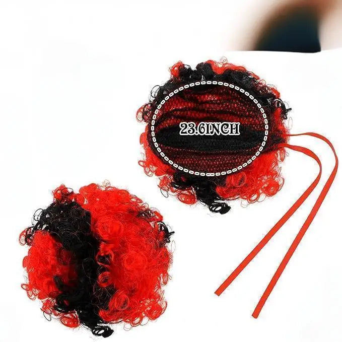 Women Halloween Clown Accessories Rainbow Wig Hair Clip On Puff Buns Clown Bowtie Party Halloween Ball Party Cosplay Costume - Big Tim's Magic Emporium
