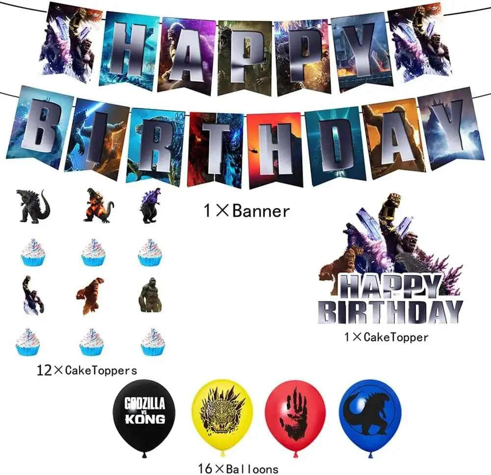 Godzillaed Birthday Party Decorations, Party Supplies, Banner, Balloons, Cake Toppers for Kid's Birthday Party