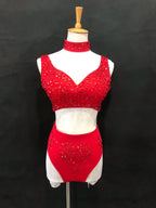 Sexy DJ Nightclub Pole Dance Costume Rhinestone Bikini Rave Outfit Party Show Stage Wear Dancer Team Performance Clothes