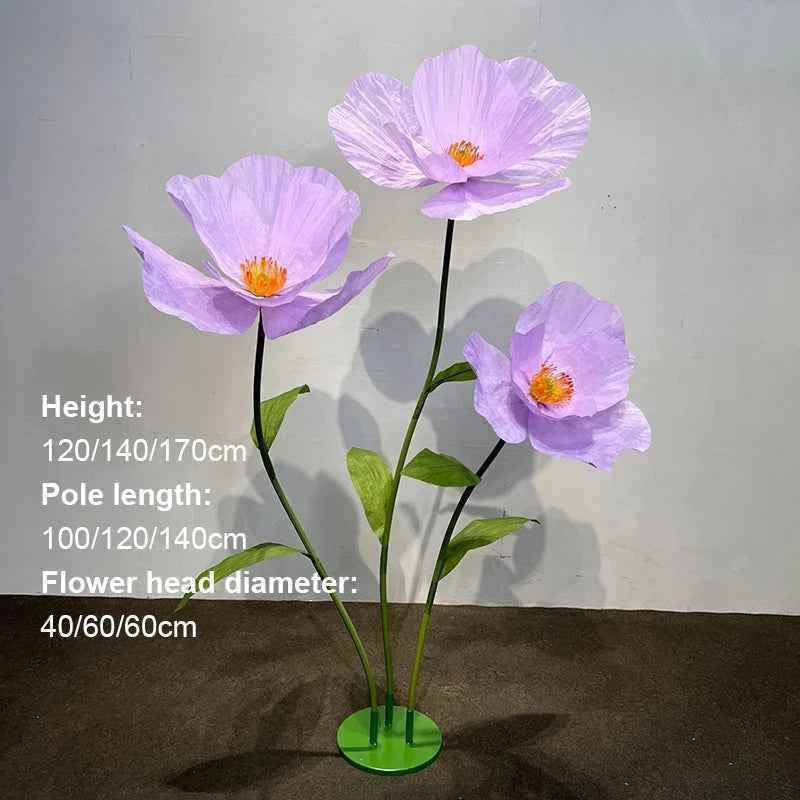 Wedding Artificial Flowers Paper Poppy Flower Wall Garden Decoration Photography Props Window Display Party Supplies Home Decor