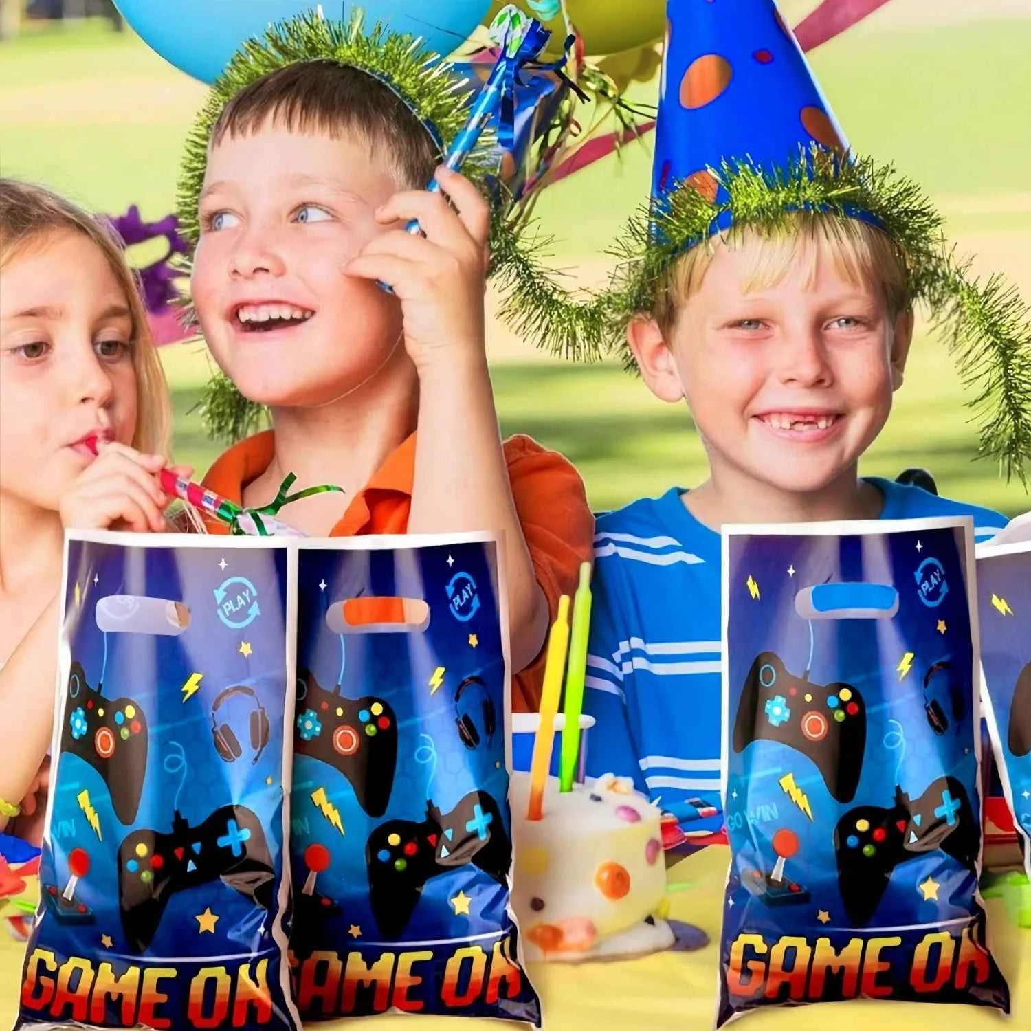 20Pcs Game Party Gift Bags Video Game Themed Birthday Party Candy Bags Birthday Party Gift Bags with Handles Birthday Party Gift Bags