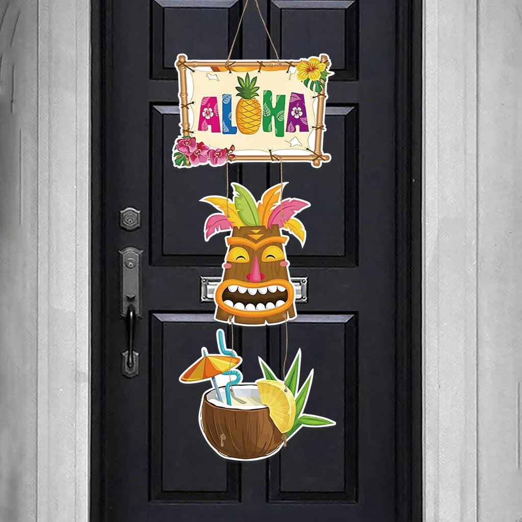 Hawaiian Party Paper Door Hanging Pendants Aloha Party Tropical Beach Party Banner Happy Summer Hawaii Birthday Party Supplies - Big Tim's Magic Emporium