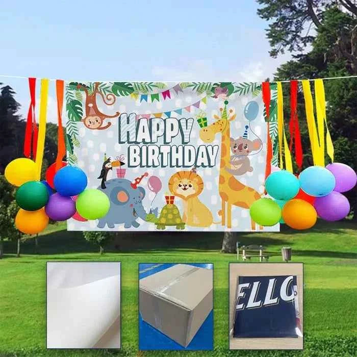 Customized Photography Studio Props Cartoon Superhero City Background Fecoration Children's Happy Birthday Outdoor Party Banner