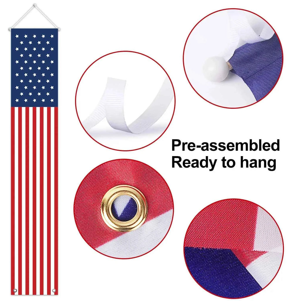 Fourth of July Outdoor Decorations - Hang American flag banners Stars and Stripes porch signs - Patriotic Memorial Day