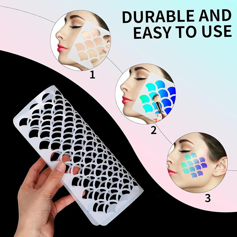Hot Sale Fish Scale Stencil Face Painting Stencils Stencils For Painting Makeup Stencil Reusable Face Paint Stencils