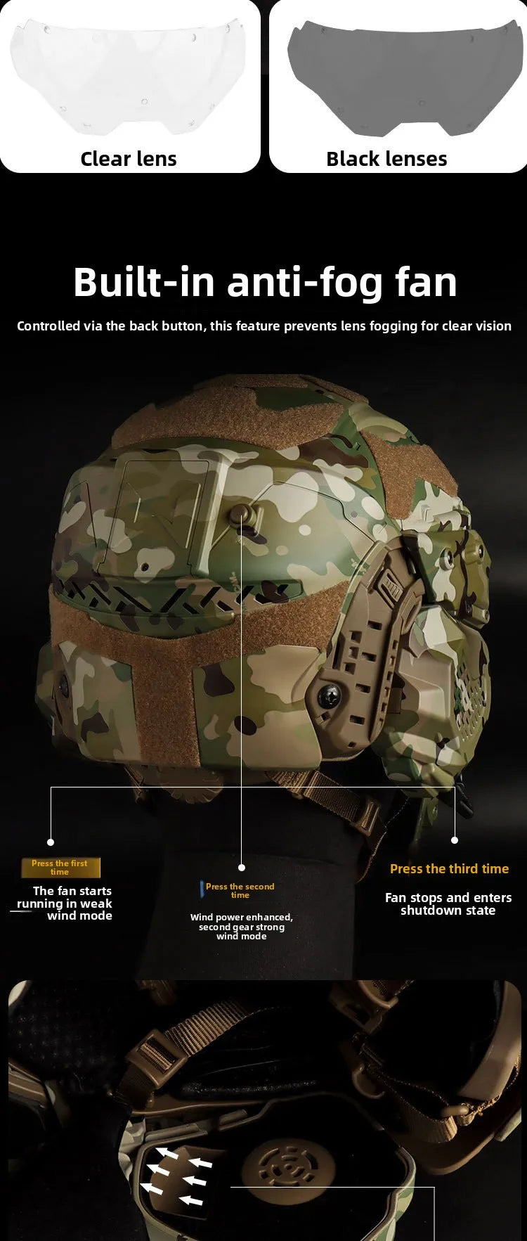 Full Face Helmet with Built-in HD Earphone, Flip-Up Mask & Anti-Fog Fan, Replaceable Lens & NVG Mount for Game/Role-Play/Riding - Big Tim's Magic Emporium