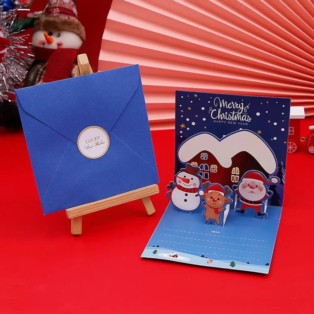 Happy Birthday Card Christmas Gift Card 3d Birthday Cake Pop-Up Greeting  with Envelope Christmas Invitation Cards for Kids