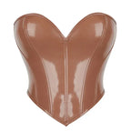 Shiny PVC PU Leather Bustier Corset Crop Top Body Shaper Vest