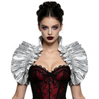Metallic Ruffled Renaissance Neck Shrug Holographic Victorian Shoulder Capelet