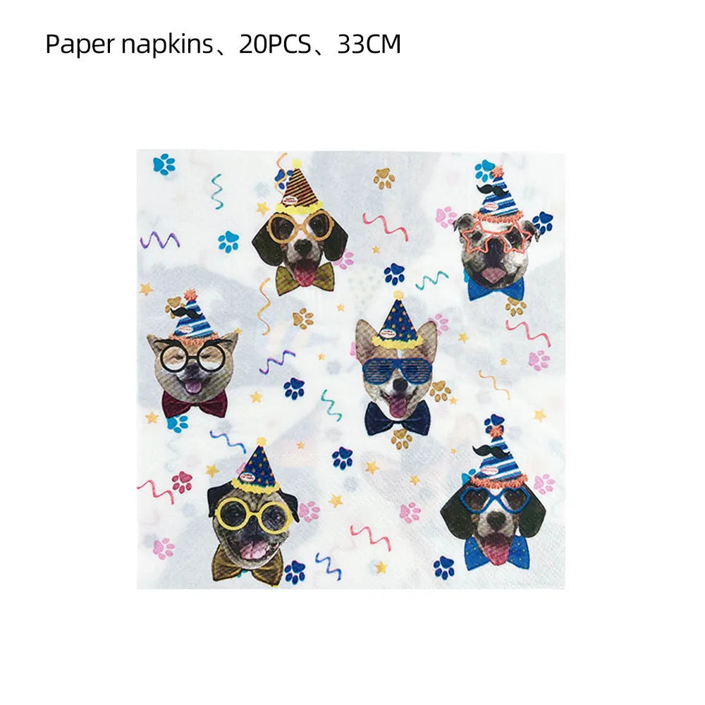 Dog Party Decoration Pet Party Tableware Plate Cup Napkin Tablecloth Birthday Party Banner - Big Tim's Magic Emporium