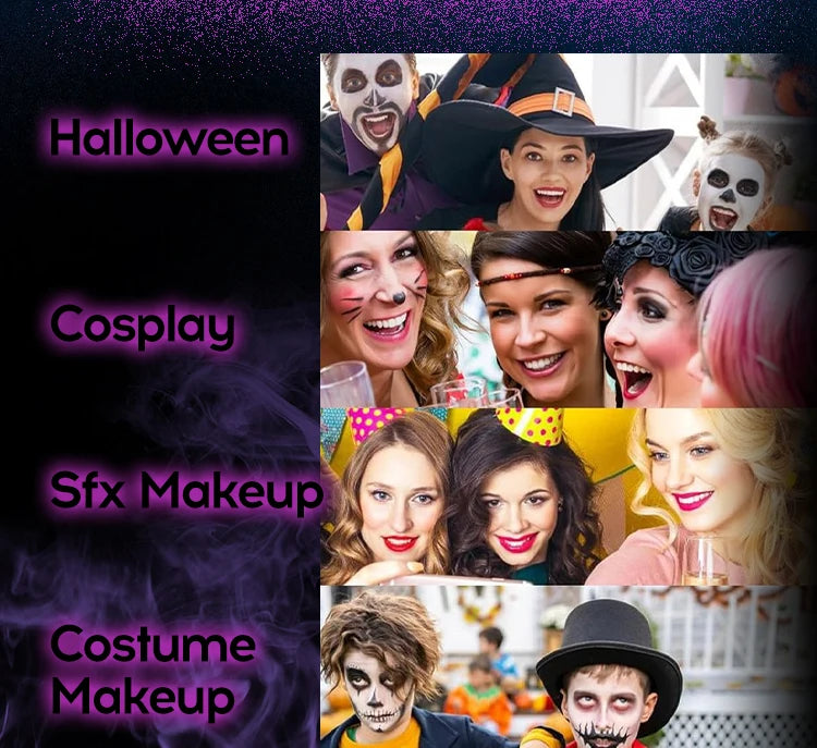 Halloween Face Body Painting Stick Cream Waterproof Light Neon Green Purple Pink Black White Paint Cream Party Art Makeup