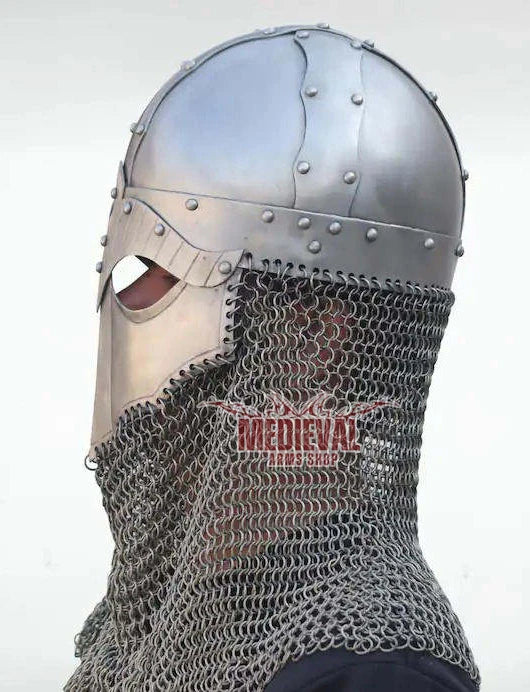 Full Face Handmade Viking Helmet Chainmail Aventail Mild Steel Medieval Armor Cosplay Reenactment Antique Display Collectible
