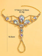 Oversized Crystal Rhinestone Hand Harness Bracelet Drag Queen Catwalk Stage Jewelry