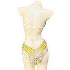 Sparkly Samba Carnival Stone Wire Bra & Thong Two-Piece Stage Costume Set