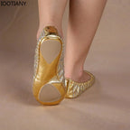 Gold Sequin Belly Dance & Gymnastics Flat Training Shoes