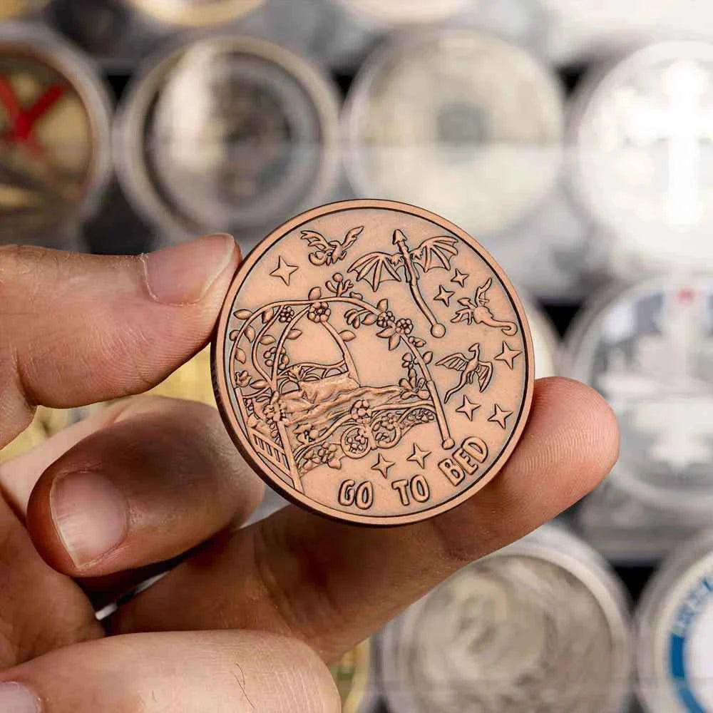New Red Copper Magic Decision Coin Go To Bed or One More Chapter Creative Souvenir Coins Home Decor