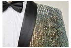 Men's Luxury Gradient Sequin Blazer Shawl Lapel Formal Stage Tuxedo Jacket