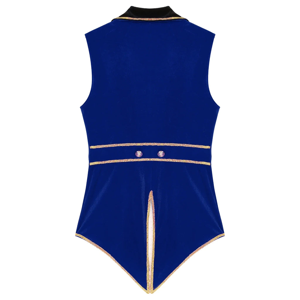 Velvet Circus Ringmaster Tailcoat Vest Marching Band Halloween Showman Outerwear