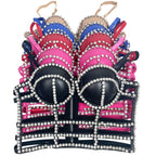 Gothic Studded Faux Leather Bustier Top Cage Strap Party Bralette